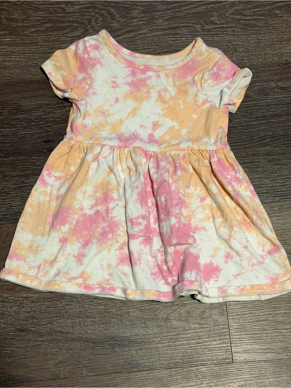 Cat & Jack Toddler Dress Size 2T Pink Orange Tie Dye Soft Knit Summer Dress